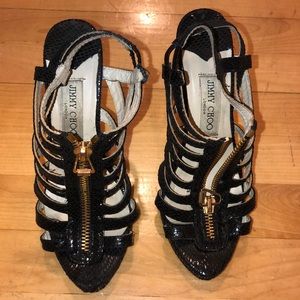 Jimmy choo Black snakeskin heels